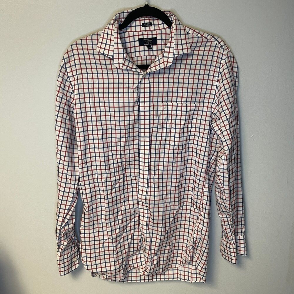 This is a shirt by J. Crew that is in GREAT condition, it’s a blue red and white